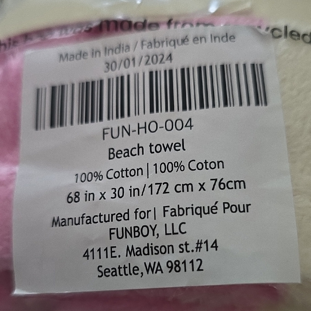 Poolside Beach Towel - Pink and Teal - Picture 3 of 3